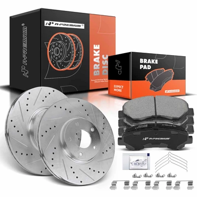 Front Drilled Rotors & Ceramic Brake Pads