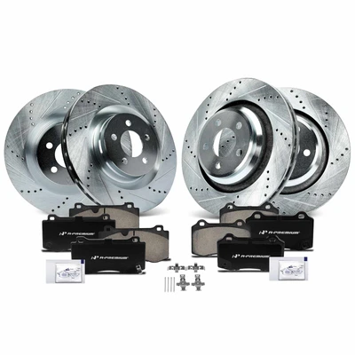 Front & Rear Drilled Rotors & Ceramic Brake Pads