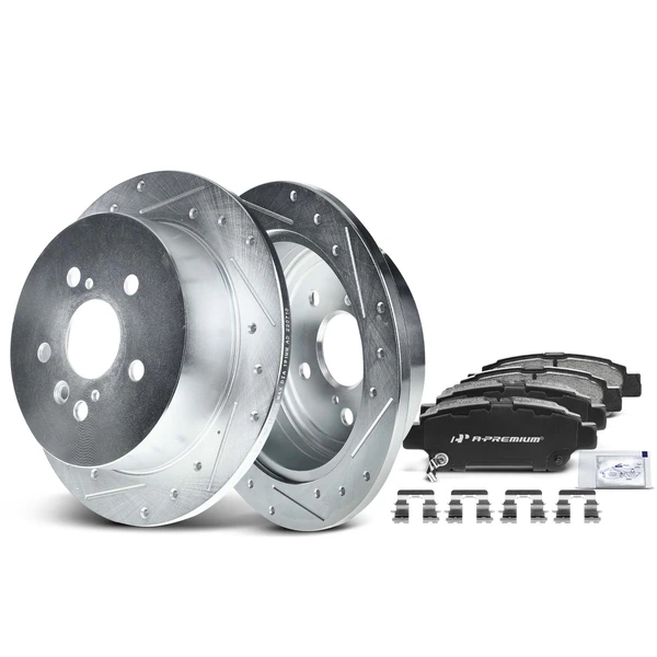 Brake Pad and Rotor Kit, 6 Pcs, Rear Driver & Passenger, A-Premium, APBRPS307