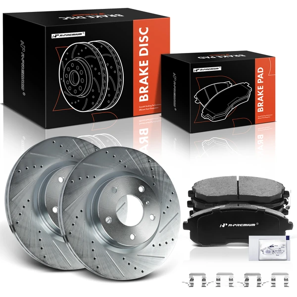 2003-2005 INFINITI G35 Brake Pad and Rotor Kit, 6 Pcs, Front Driver & Passenger, A-Premium, APBRPS649