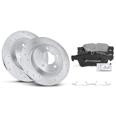 Rear Drilled Rotors & Ceramic Brake Pads