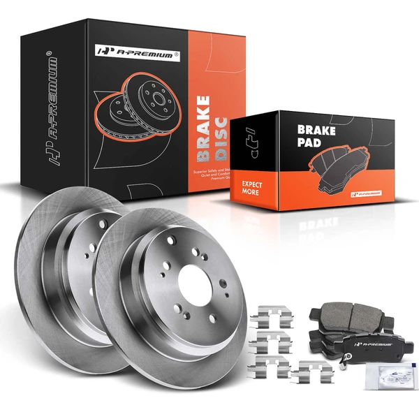 2005-2010 Honda Odyssey Drilled & Slotted Disc Brake Rotors and Ceramic Pads Kit, 6 Pcs, Rear Driver & Passenger, A-Premium, APBRPS050