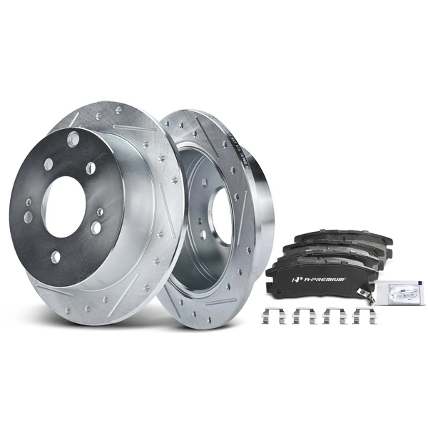 Brake Pad and Rotor Kit, 6 Pcs, Rear Driver & Passenger, A-Premium, APBRPS047