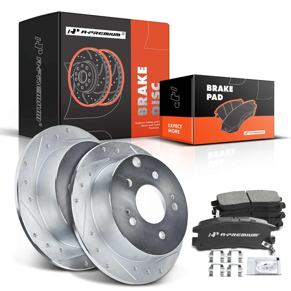 2006-2012 Mitsubishi Eclipse Brake Pad and Rotor Kit, 6 Pcs, Rear Driver & Passenger, A-Premium, APBRPS047