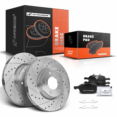 Front Drilled Rotors & Ceramic Brake Pads