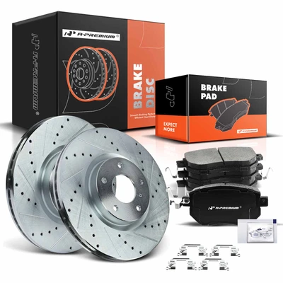 Front Drilled Rotors & Ceramic Brake Pads