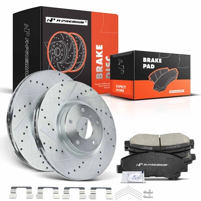 Front Drilled Rotors & Ceramic Brake Pads