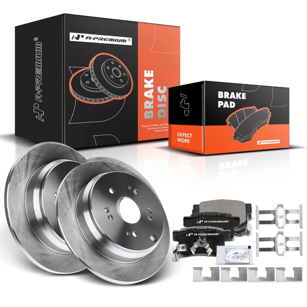 2010-2018 Acura RDX Drilled & Slotted Disc Brake Rotors and Ceramic Pads Kit, 6 Pcs, Rear Driver & Passenger, A-Premium, APBRPS051