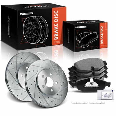 6 Pcs Front Drilled Brake Rotors & Ceramic Pads