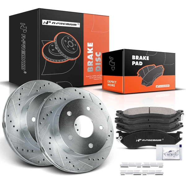 2000-2001 Dodge Ram 1500 Brake Pad and Rotor Kit, 6 Pcs, Front Driver & Passenger, A-Premium, APBRPS661