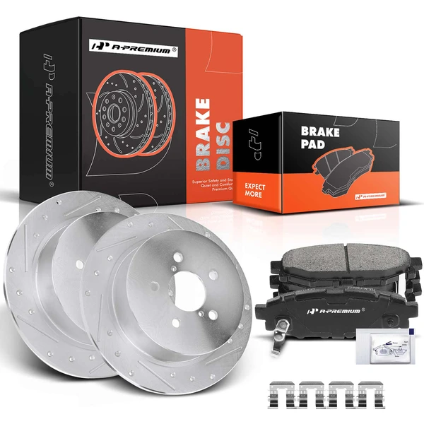 2005-2009 Subaru Outback Brake Pad and Rotor Kit, 6 Pcs, Rear Driver & Passenger, A-Premium, APBRPS311