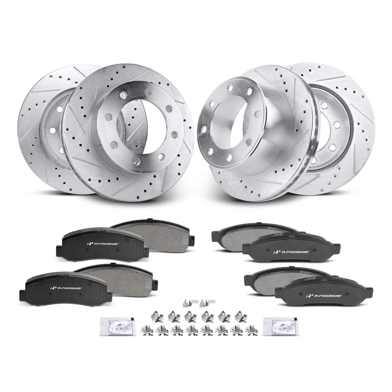 Brake Pad and Rotor Kit, 12 Pcs, Front & Rear, A-Premium, APBRPS248