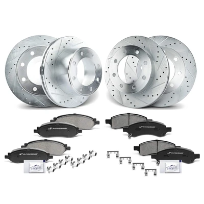 Front & Rear Drilled Rotors & Ceramic Brake Pads