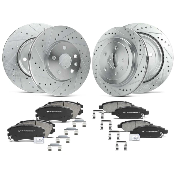 Brake Rotor and Pad Kit, 12 Pcs, Front & Rear, A-Premium, APBRPS153