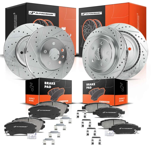 2010-2015 Chevrolet Camaro Brake Rotor and Pad Kit, 12 Pcs, Front & Rear, A-Premium, APBRPS153