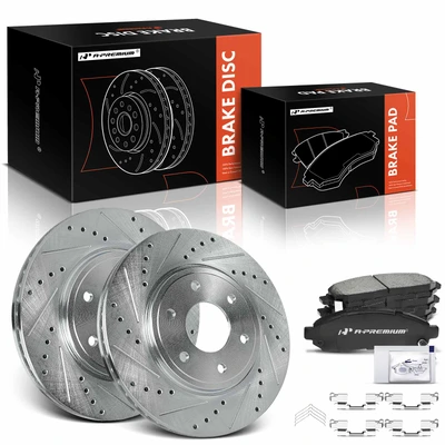 6 Pcs Front Drilled Rotors & Ceramic Brake Pads