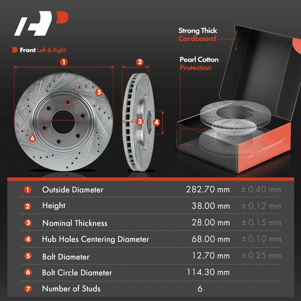 Brake Pad and Rotor Kit, 6 Pcs, Front Driver & Passenger, A-Premium, APBRPS1444