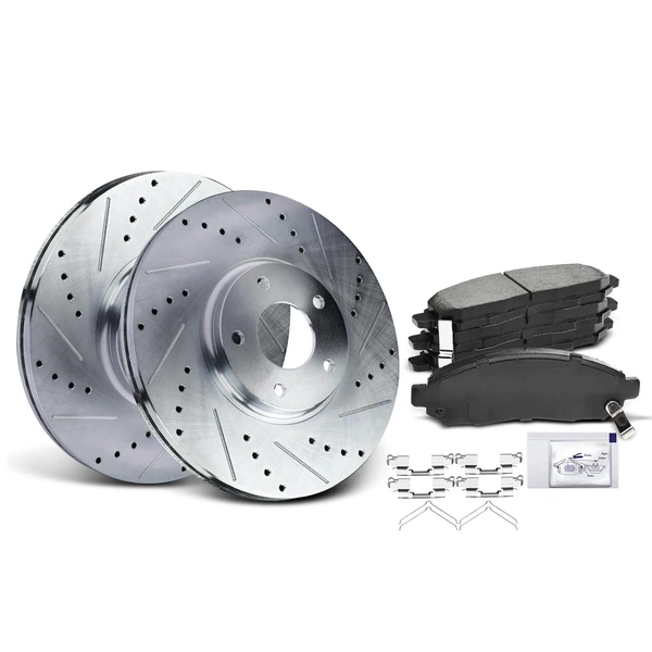 Brake Pad and Rotor Kit, 6 Pcs, Front Driver & Passenger, A-Premium, APBRPS057