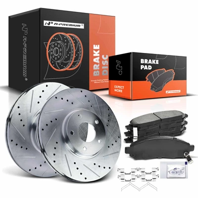 Front Drilled Rotors & Ceramic Brake Pads