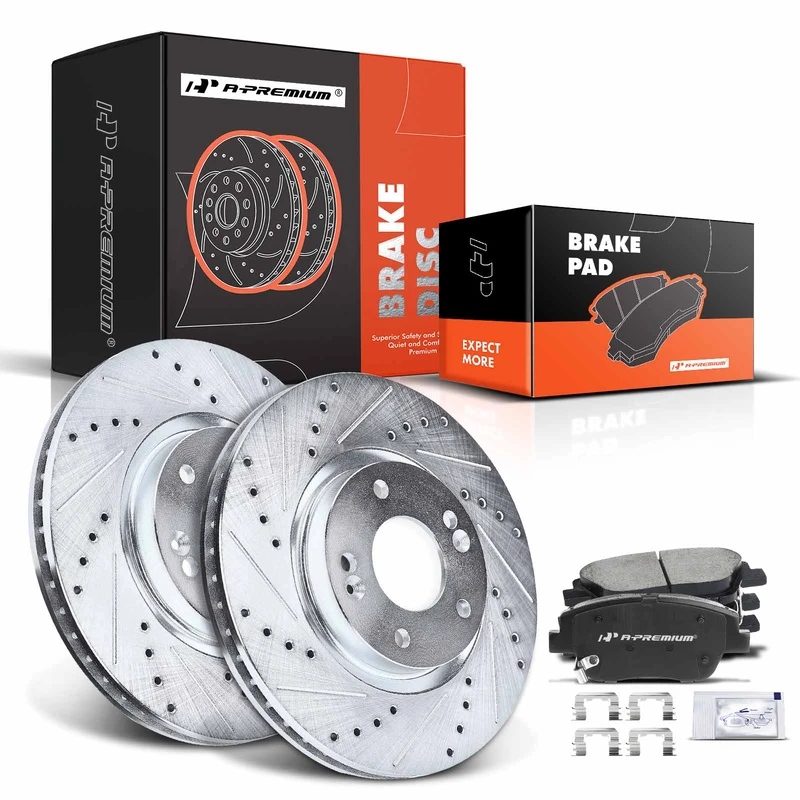 Front Drilled Rotors & Ceramic Brake Pads for Hyundai Sonata 11-15 Kia Optima