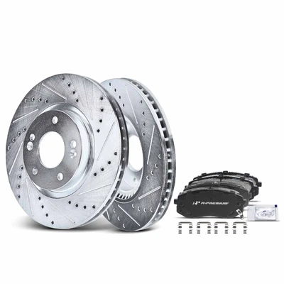 Front Drilled Rotors & Ceramic Brake Pads