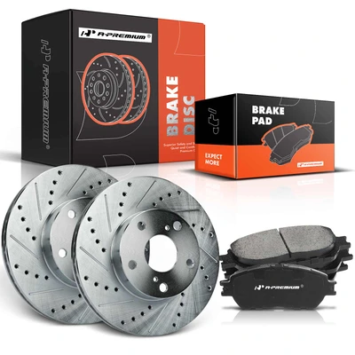 Front Drilled Rotors & Ceramic Brake Pads