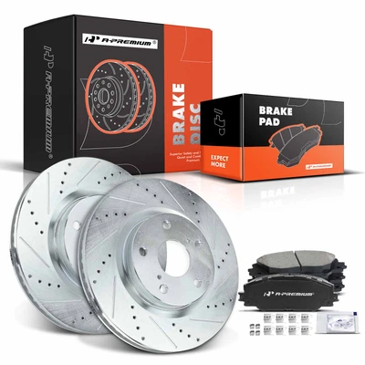 Front Drilled Rotors & Ceramic Brake Pads