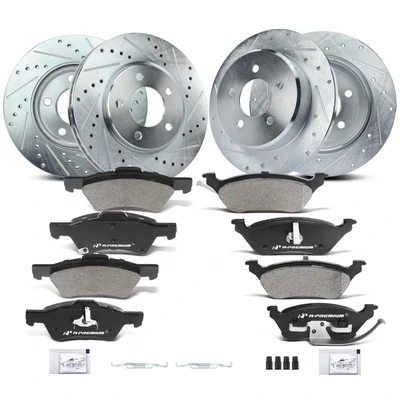 Front & Rear Drilled Rotors & Ceramic Brake Pads