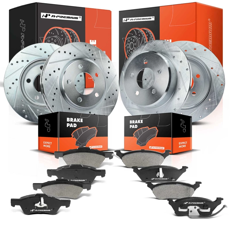 Brake Pad and Rotor Kit, 12 Pcs, Front & Rear, A-Premium, APBRPS671