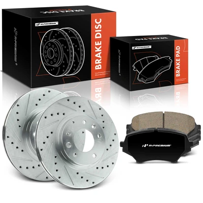 6 Pcs Front Drilled Rotors & Ceramic Brake Pads