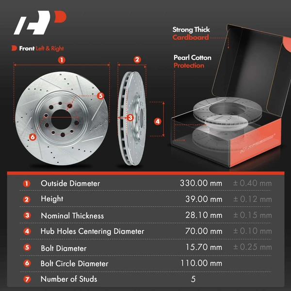 Drilled & Slotted Disc Brake Rotors and Ceramic Pads Kit, 12 Pcs, Front & Rear, A-Premium, APBRPS1334