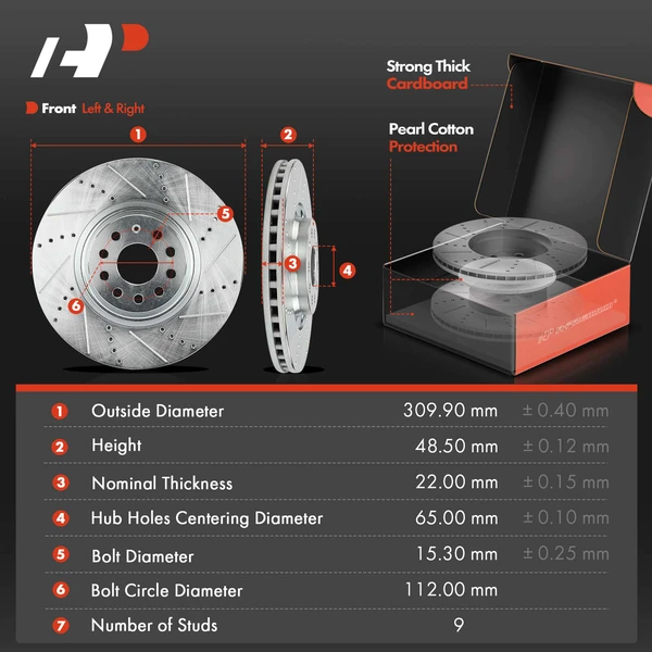Drilled & Slotted Disc Brake Rotors and Ceramic Pads Kit, 12 Pcs, Front & Rear, A-Premium, APBRPS1337