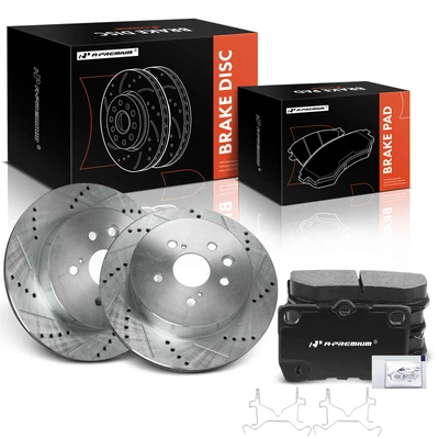 6 Pcs Rear Drilled Brake Rotors & Ceramic Brake Pads