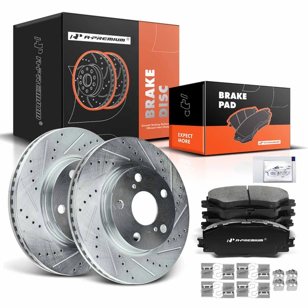 2008-2015 Scion xB Brake Pad and Rotor Kit, 6 Pcs, Front Driver & Passenger, A-Premium, APBRPS318