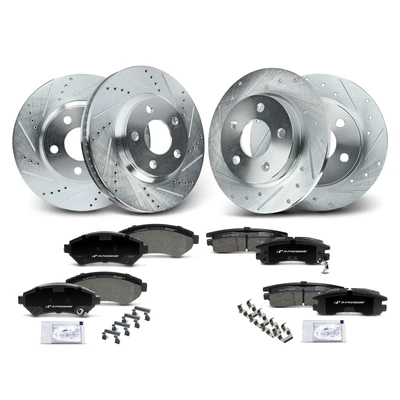 Front & Rear Drilled Rotors & Ceramic Brake Pads