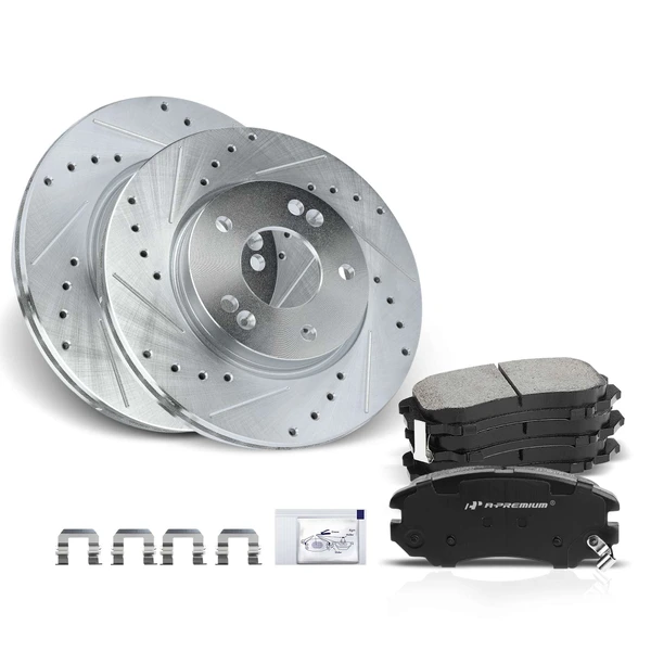 Brake Pad and Rotor Kit, 6 Pcs, Front Driver & Passenger, A-Premium, APBRPS674