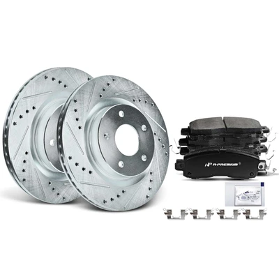 2014-2019 Nissan Altima Brake Pad and Rotor Kit, 6 Pcs, Front Driver & Passenger, A-Premium, APBRPS320