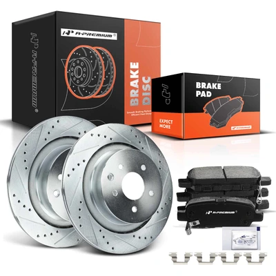 Rear Drilled Rotors & Ceramic Brake Pads