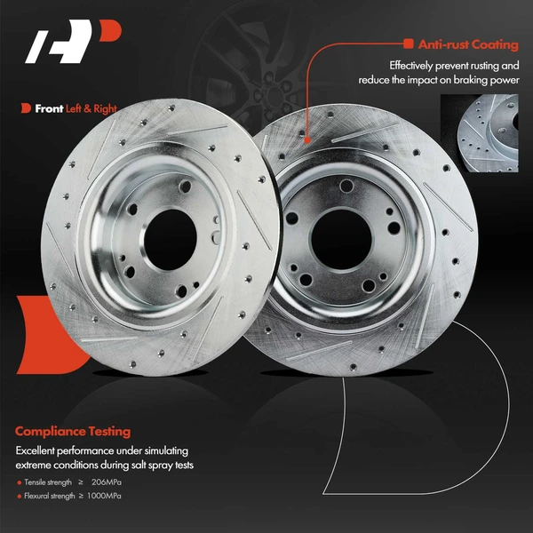 Drilled & Slotted Disc Brake Rotors and Ceramic Pads Kit, 12 Pcs, Front & Rear, A-Premium, APBRPS1340