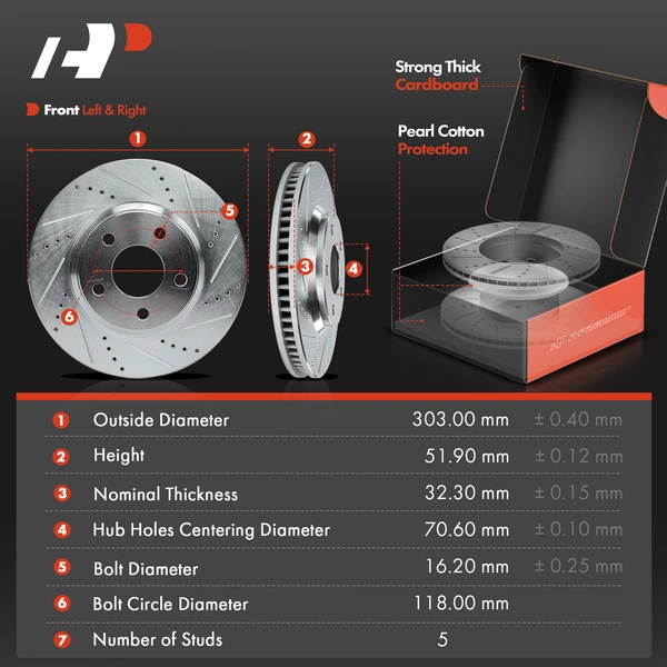 Drilled & Slotted Disc Brake Rotors and Ceramic Pads Kit, 12 Pcs, Front & Rear, A-Premium, APBRPS451