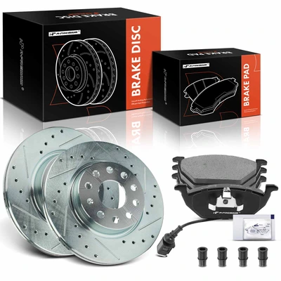 6 Pcs Front Drilled Brake Rotors & Ceramic Brake Pads