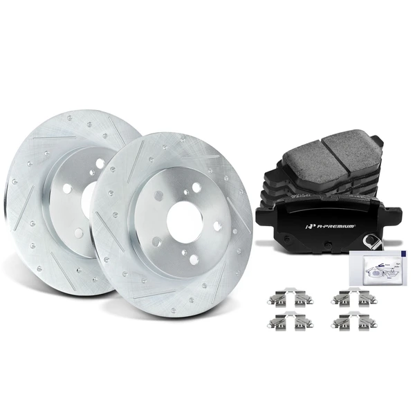 2008-2015 Scion xB Brake Pad and Rotor Kit, 6 Pcs, Rear Driver & Passenger, A-Premium, APBRPS062