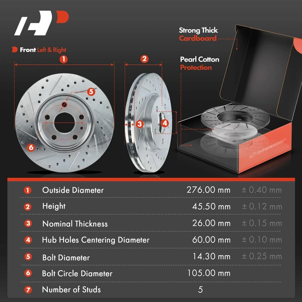 Drilled & Slotted Disc Brake Rotors and Ceramic Pads Kit, 12 Pcs, Front & Rear, A-Premium, APBRPS1346