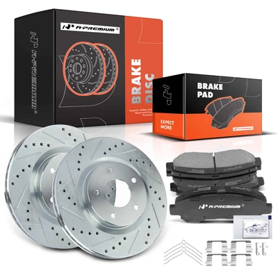 Front Drilled Rotors & Ceramic Brake Pads