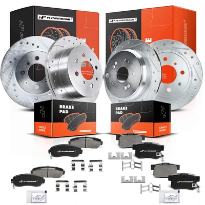 2007-2012 Acura RDX Brake Pad and Rotor Kit, 12 Pcs, Front & Rear, A-Premium, APBRPS170