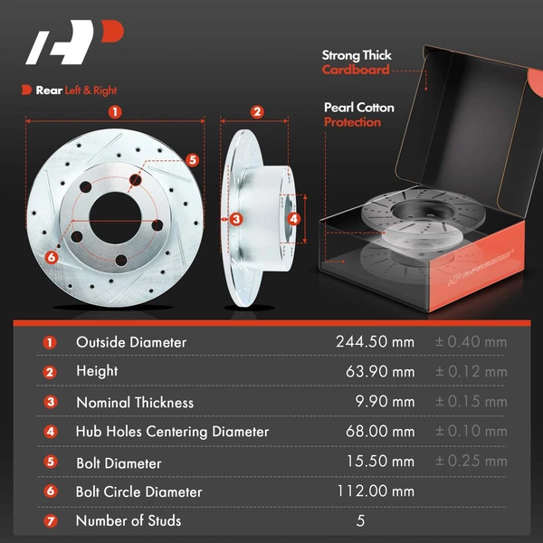 Drilled & Slotted Disc Brake Rotors and Ceramic Pads Kit, 12 Pcs, Front & Rear, A-Premium, APBRPS455