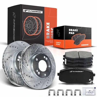 Front Drilled Rotors & Ceramic Brake Pads