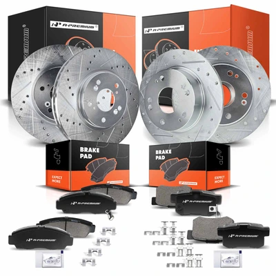 Front & Rear Drilled Rotors & Ceramic Brake Pads