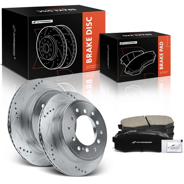 2010-2021 Lexus GX460 Brake Pad and Rotor Kit, 6 Pcs, Rear Driver & Passenger, A-Premium, APBRPS456