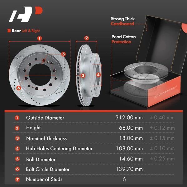 Brake Pad and Rotor Kit, 6 Pcs, Rear Driver & Passenger, A-Premium, APBRPS456